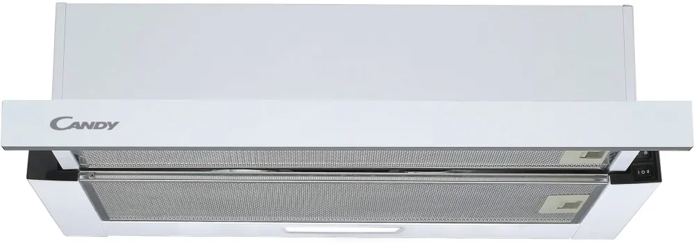 CANDY Hota telescopica incorporabila Candy CBT60RWG, Putere de absorbtie 402 mc/h, 2 Viteze, LED, 60 cm, Sticla alba