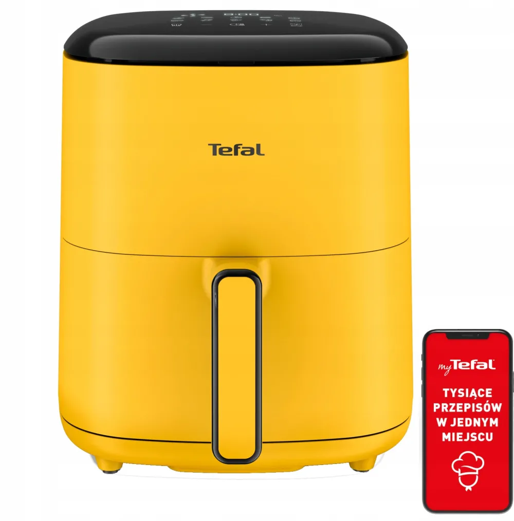 Friteuza cu aer cald Tefal Easy Fry POP EY2452E0 air fryer, 1500 W, 5 L, 10 programe automate, temperatura ajustabila, invelis antiaderent, ecran LCD, oprire automata, galben