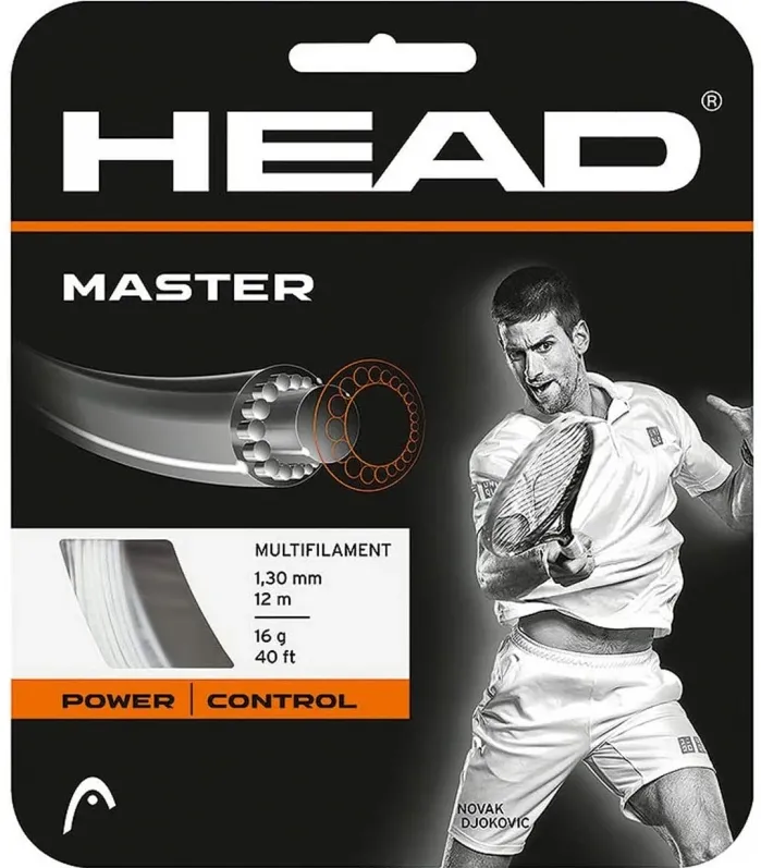 Snur tenis, HEAD, Alb, 1.30mm/12m, Master Multifilament Nylon PowerStrip Power+Control+Comfort