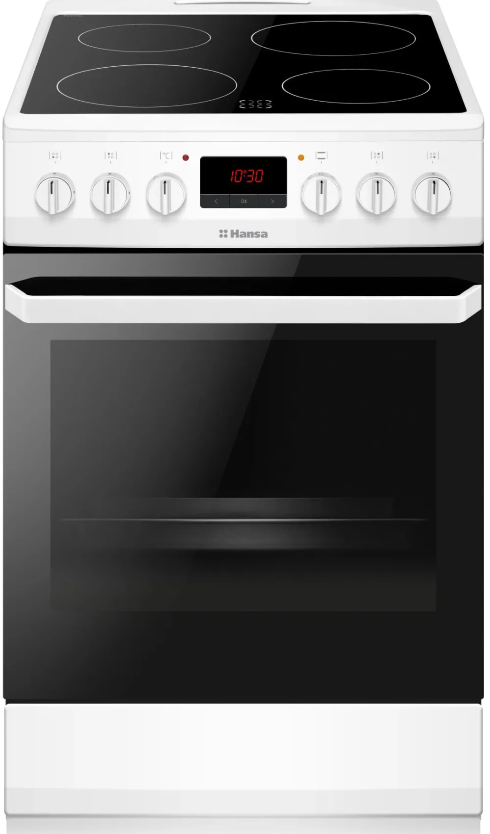 Aragaz Hansa FCCW59209, Electric, Plita vitroceramica, 4 zone gatit, Curatare abur, Grill, Clasa A, 50 cm, Alb