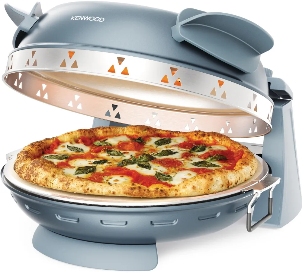 Cuptor pizza Kenwood KPO10.000GY, 1500W, 5 setari, 400°C, 2 palete, piatra ceramica, fereastra vizionare, dimensiuni compacte, albastru