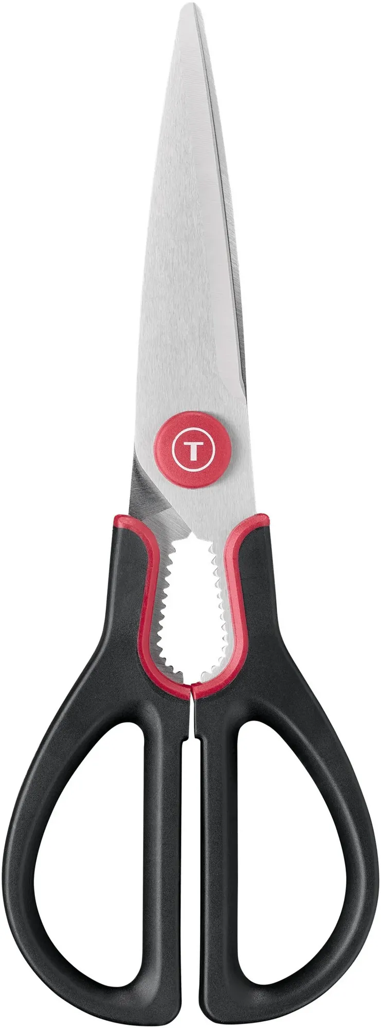 Foarfeca de bucatarie Tefal Ingenio, inox, compatibilitate cu masina de spalat vase, negru & rosu