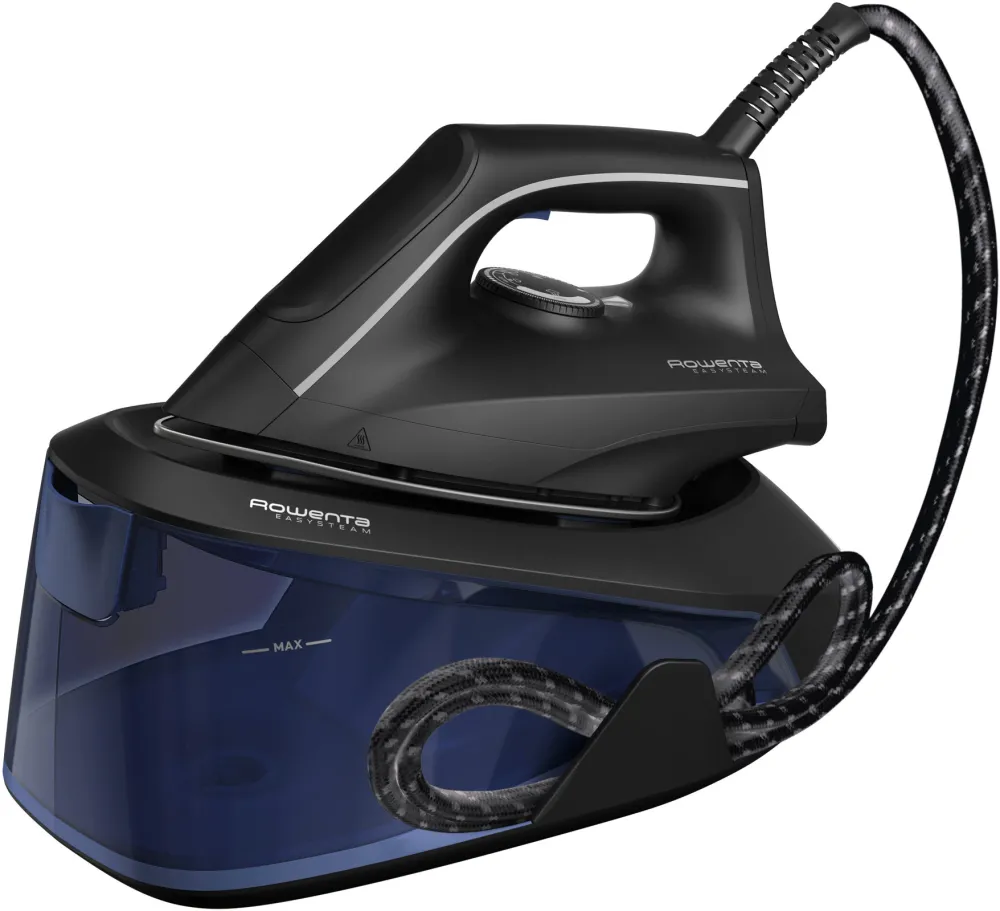 ROWENTA Statie de calcat cu abur Rowenta Easy Steam VR5121F0, 2400 W, 5.2 bari, abur variabil 0-110 g/min, jet de abur 230 g/min, rezervor apa 1.4 L, talpa AirGlide Inox, abur vertical, incalzire rapida in 2 minute, oprire automata, albastru & negru