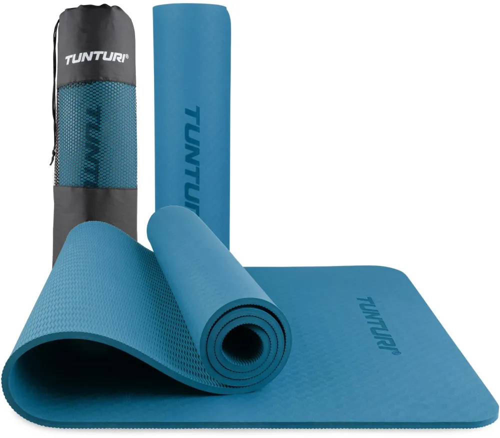 Saltea de fitness Tunturi  Yogamat 8mm , Albastru Petrol  + geanta de transport