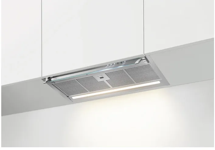 AEG Hota grupata integrata AEG GDE686HM, 60 cm, Conectivitate plita, 1 motor, 3 viteze + intensiv, 1 filtru de aluminiu lavabil, Control electronic, Putere de absorbtie - 750 mc/h, Argintiu