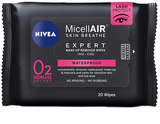 Servetele demachiante NIVEA Micellair Expert Waterproof, 20 buc
