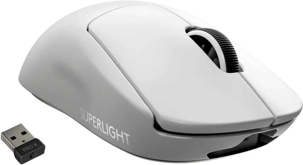 Mouse gaming wireless Logitech Pro X Superlight, ultrausor 63g, senzor LightSpeed Hero 25K DPI, Alb