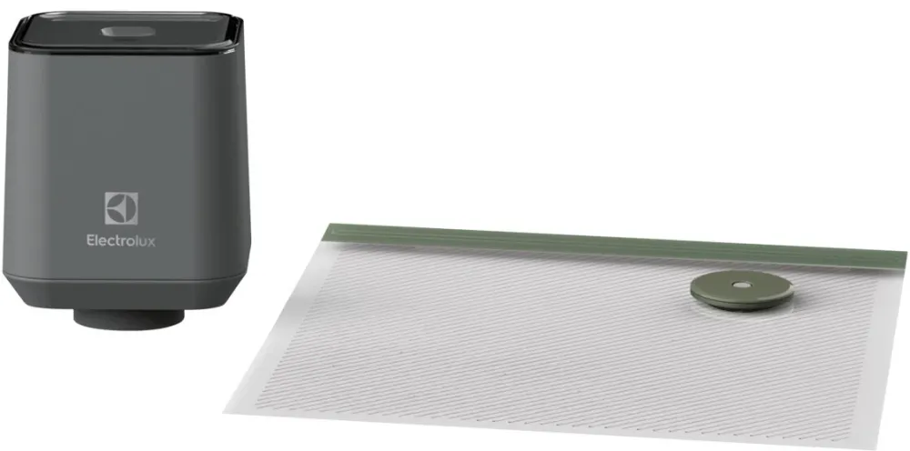 Set vidare EVSK1 Electrolux, 10 pungi reutilizabile 23x26 cm compatibile cu gatire sous vide, Pompa vidare cu acumulator Li-Ion