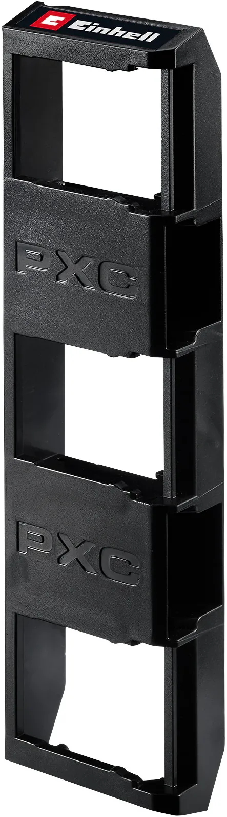 Suport dublu original Einhell E-Case, suport pentru 3 baterii, compatibil cu gentile E-Case SEALED cu sina laterala, capacitate de incarcare de pana la 4, montare prin incuietoare cu clic