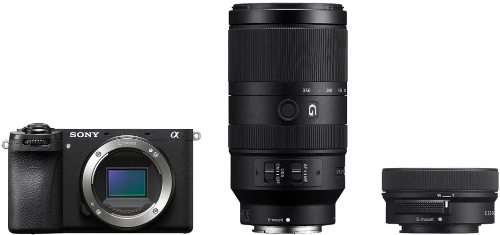 Aparat foto mirrorless Sony A6700, APS-C, 26MP, 4K, AI, Stabilizare 5 axe, Negru + Obiectiv 16-50mm II + Obiectiv 70-350mm