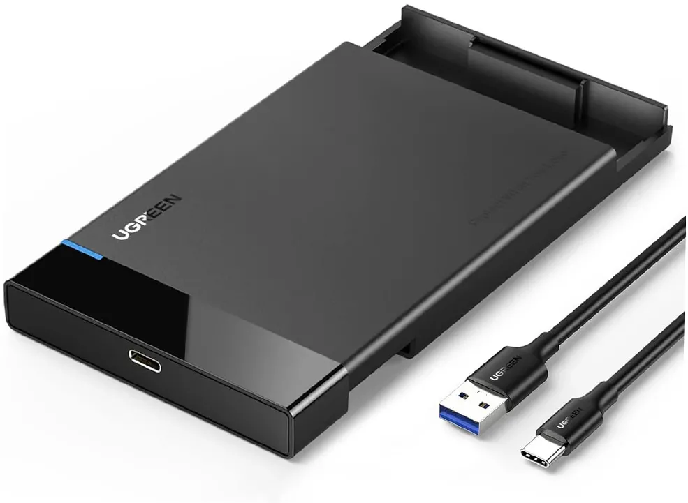 RACK extern Ugreen, "US221" pt HDD si SSD SATA 2.5" conectare USB 3.0 max 6 Gbps, 1 x 50cm USB Type-C to USB 3.0 Cable, ABS, negru "50743" (include TV 0.8lei) - 6957303857432