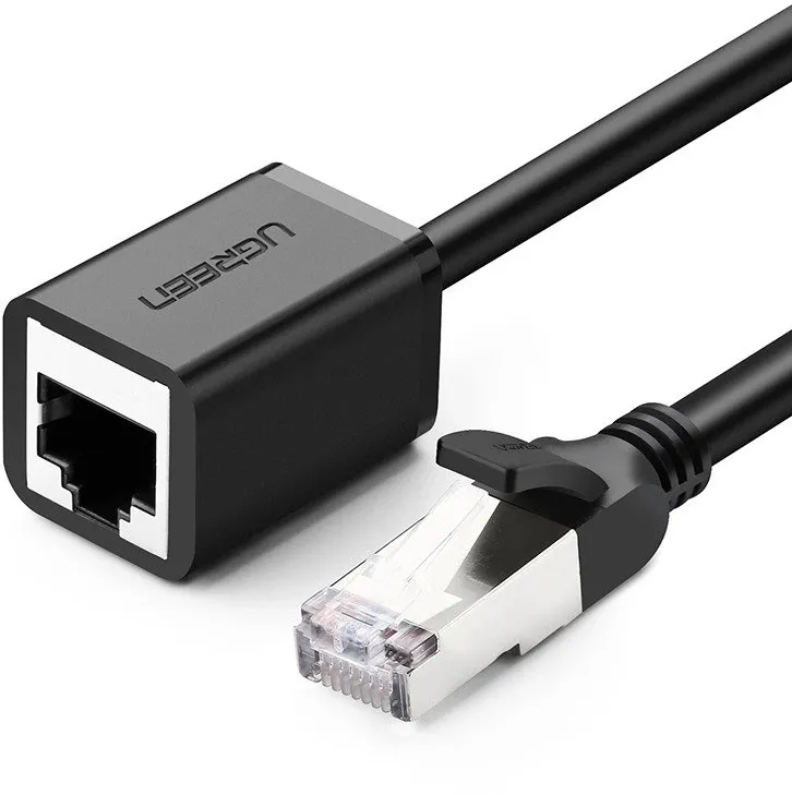 PATCH CORD F/UTP prelungitor Ugreen Cat6, "NW112", fire din cupru, RJ-45 (T) la RJ-45 (M), viteza maxima 1 Gbps, 0.5m, negru "11278"