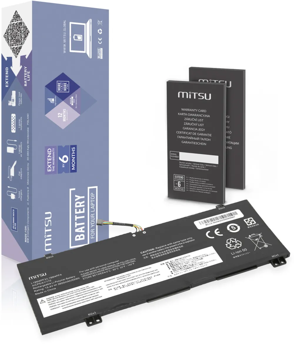 Battery L18M4PF3 L18C4PF4 for Lenovo IdeaPad S540 3600 mAh (55 Wh) 15.4V