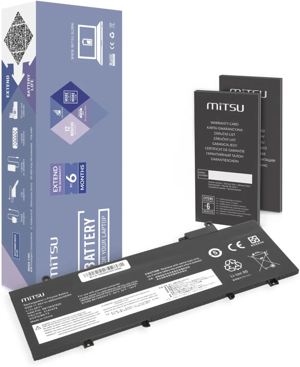 Battery Lenovo ThinkPad T480S L17L3P71 01AV478
