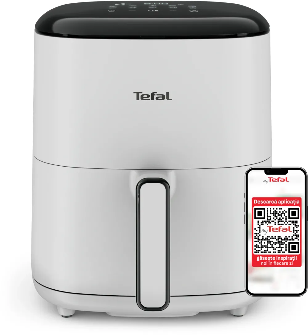 Friteuza cu aer cald Tefal Easy Fry POP EY245GE0 air fryer, 1500 W, 5 L, 10 programe automate, temperatura ajustabila, invelis antiaderent, ecran LCD, oprire automata, alb