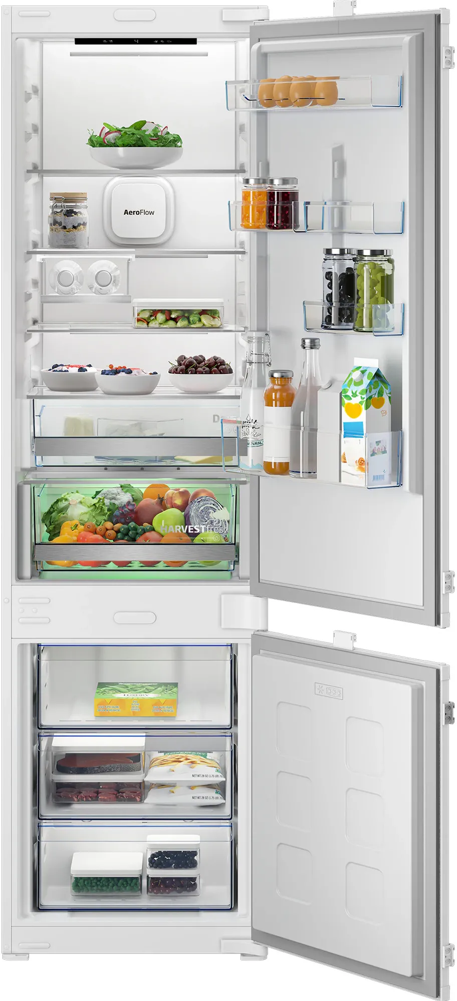 Combina frigorifica incorporabila BEKO B5BCNA325HS1 , volum net total 300( l),clasa energetica D,Harvest Fresh,congelare rapida, Compresor ProSmart Inverter,racire rapida, H 193,5 cm , Alb