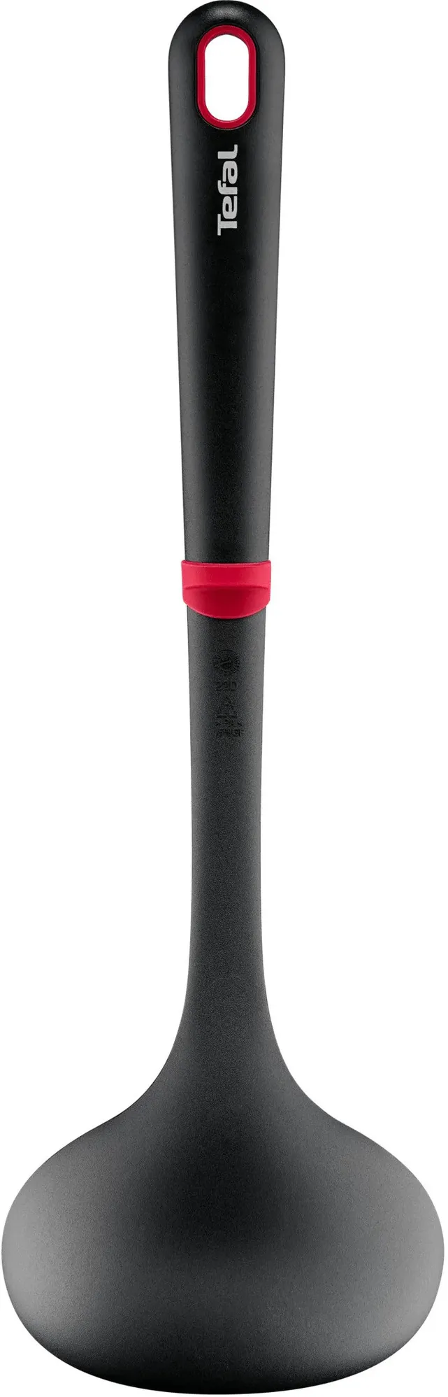 Polonic Tefal Ingenio+, rezistenta la temperaturi inalte, compatibilitate cu masina de spalat vase, plastic, negru & rosu
