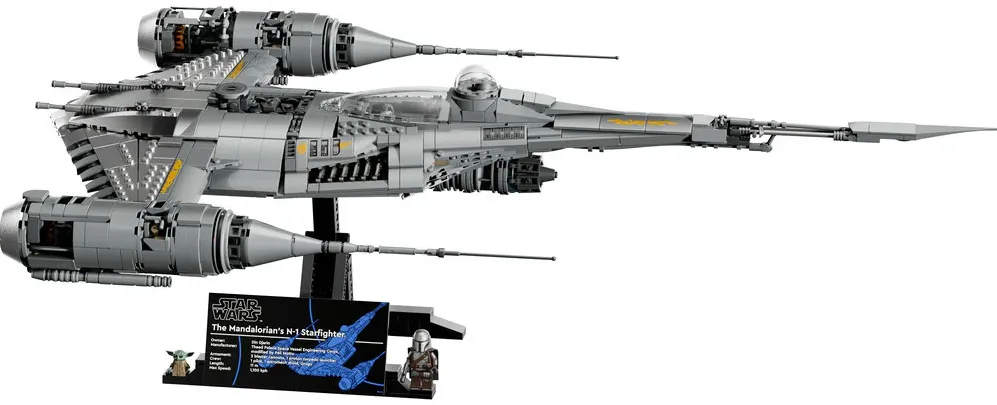 Set de constructie pentru adulti LEGO® Star Wars™ N-1 Starfighter™ a Mandalorianului 75442, Decoratiuni pentru Living, Idee de Cadou pentru Femei si Barbati Pasionati de Jocuri de Constructie, 1809 piese