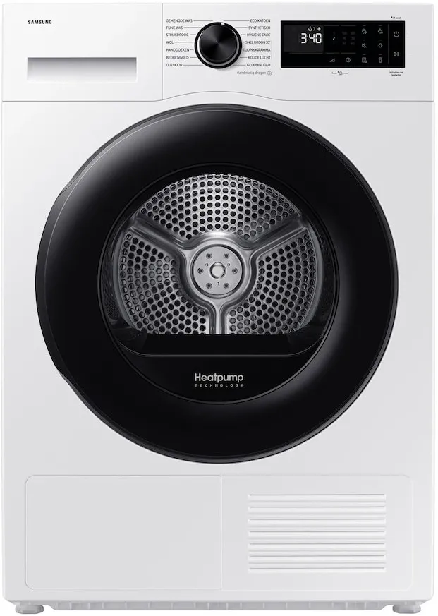 Uscator de rufe Samsung DV80DG52B0AELE, Pompa de caldura, 8kg, Clasa C, Smart Things, Quick Dry 35', Hygiene Care, Alba