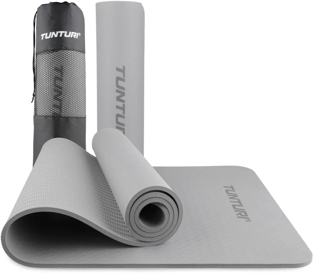 Saltea de fitness Tunturi  Yogamat 8mm , Gri + geanta de transport