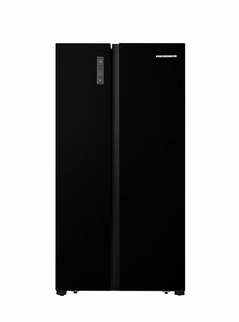 Side by side Heinner HSBS-HS519NFBKE++, 519 l, Full No Frost, Clasa E, Display touch, Alarma usa deschisa, H 178.6 cm, Negru
