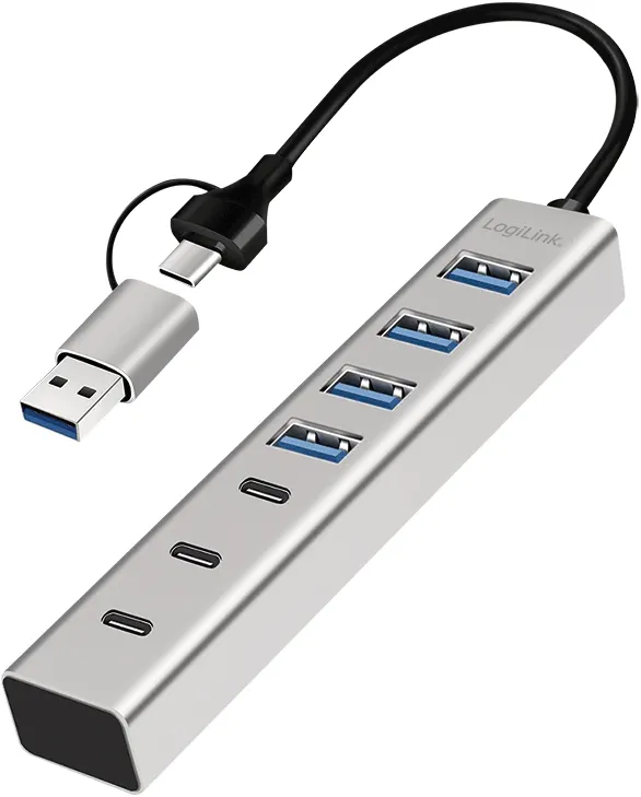 LogiLink 7 Port, USB-C/A --> 3xUSB-C 3.0 + 4xUSB-A 3.0