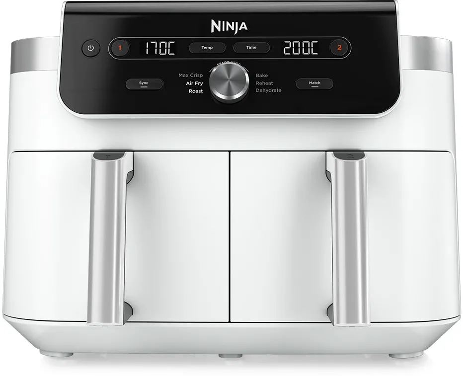 Friteuza dubla cu aer cald Ninja XL, 9.5L, alb