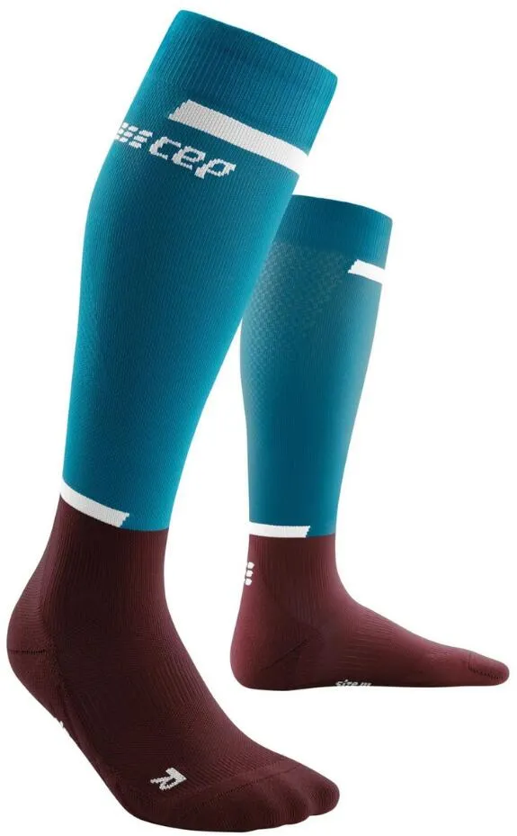CEP - sosete compresie inalte - the run socks tall v4 - petrol | darkred - II - 25-31 cm gamba