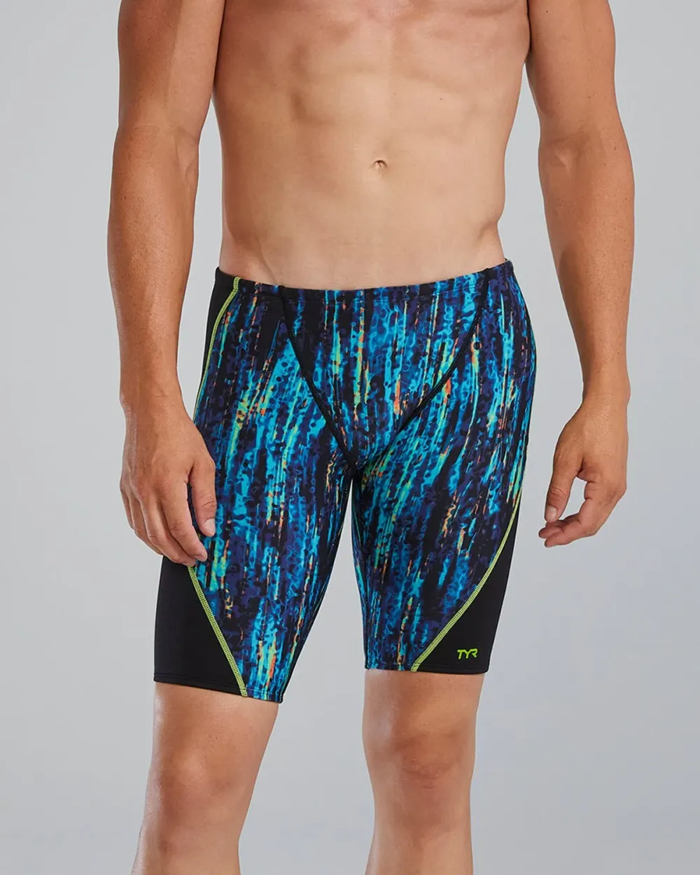 Costum inot barbati TYR Durafast Elite Blade Splice Jammer Aurora albastru curcubeu/negru 28 (S)