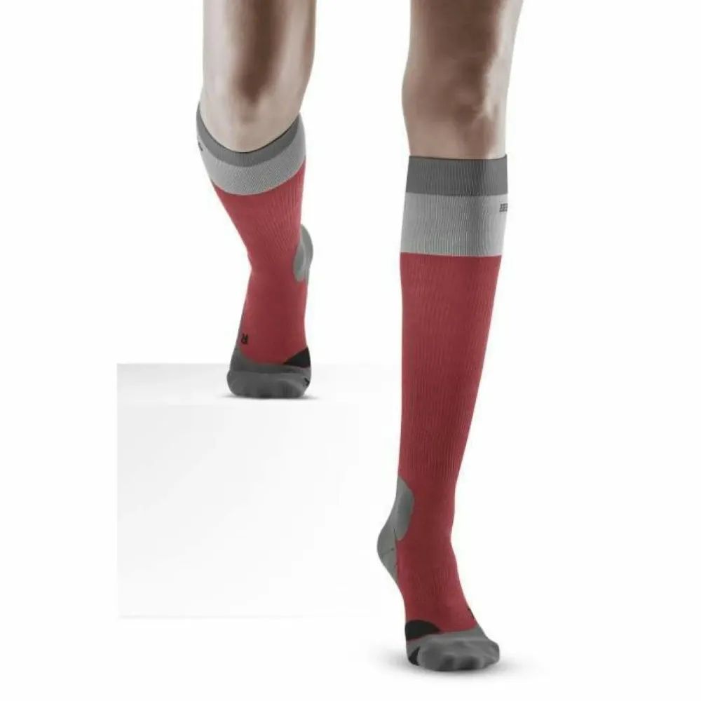 CEP - sosete compresie inalte - Hiking Light merino Socks - Berry I Grey - II - 25-31 cm gamba
