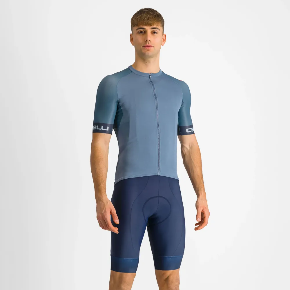 Castelli - pantaloni ciclism scurti cu bretele - Entrata 2 Bibshort - albastru belgian - M
