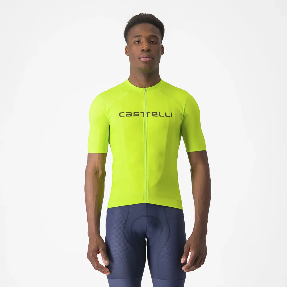 Castelli - tricou ciclism maneca scurta regular fit - Prologo Lite Jersey - 16-38 gr C - verde lime | verde inchis - XL