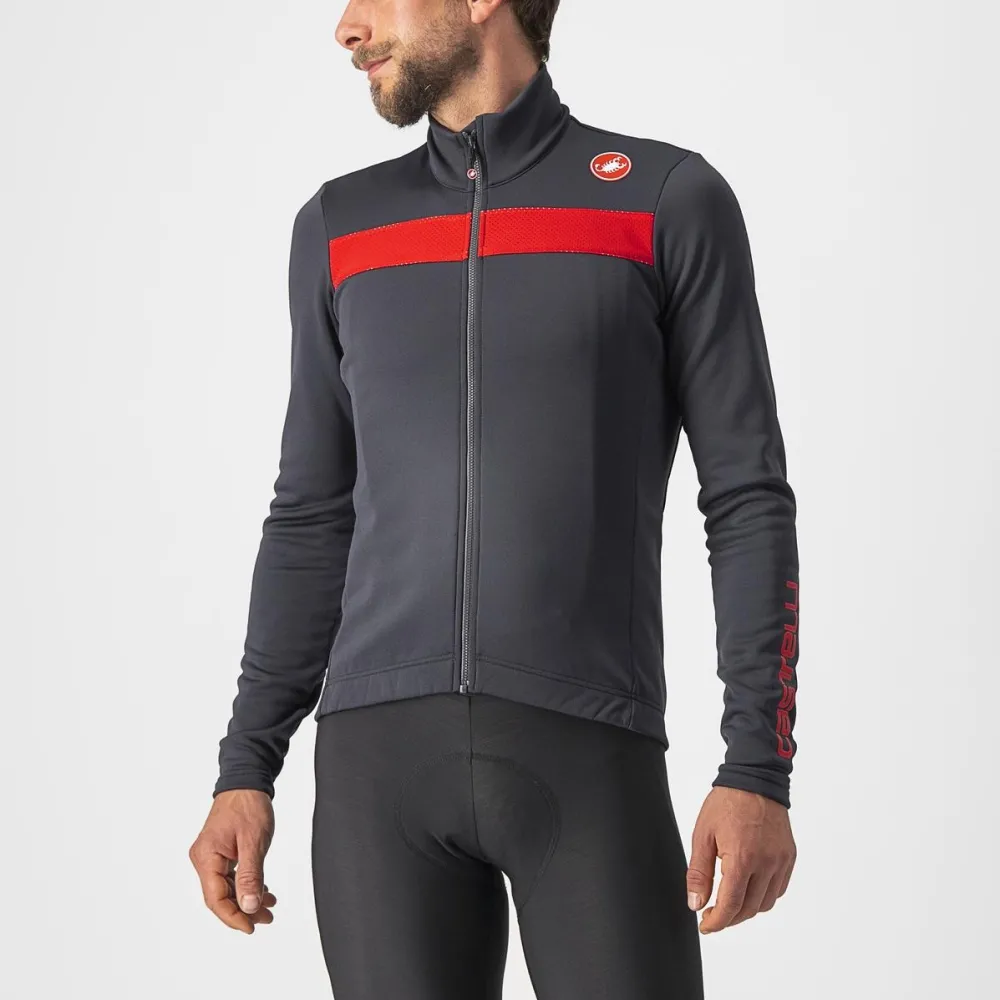 Castelli - tricou maneca lunga 14-20 gr C - Puro 3 FZ - antracit |rosu - XL