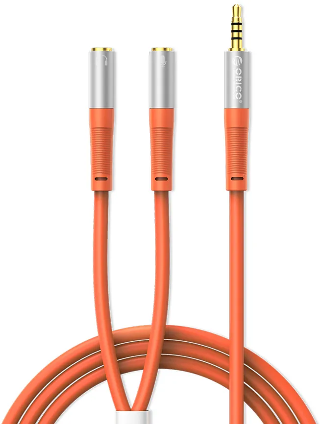 Orico AX2-10 audio cable 3.5mm minijack splitter for headphones and microphone 1m cable - orange