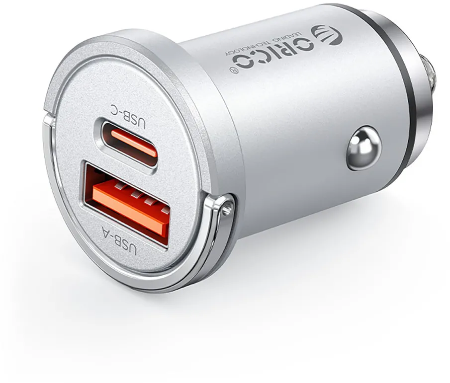 Orico MiniRing Pro 45W USB-A + USB-C Car Charger - Silver