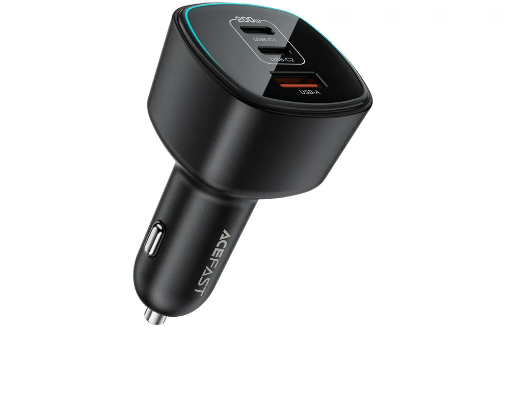 Acefast B18 200W Car Charger 2x USB-C + USB-A - Black