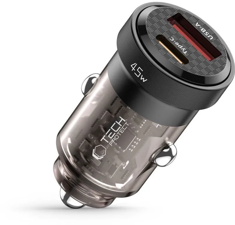 Tech-Protect CC45W Car Charger USB-C PD 45W / USB-A QC 3.0 - Black