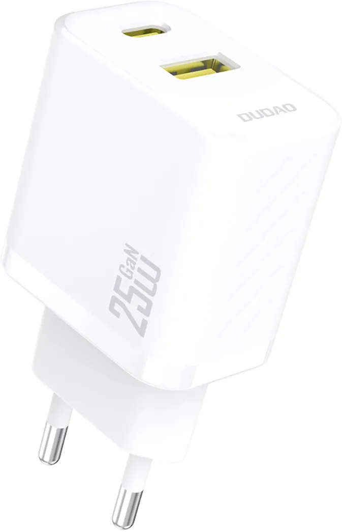 Dudao A26T GaN 25W USB-A, USB-C Charger - White