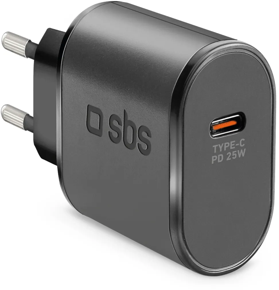 SBS TETR1CPD25 25W USB-C Wall Charger with Power Delivery - Black