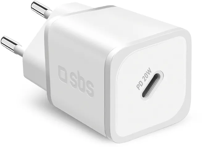 SBS TETRGAN1C20W 20W GaN Wall Charger with Power Delivery - White