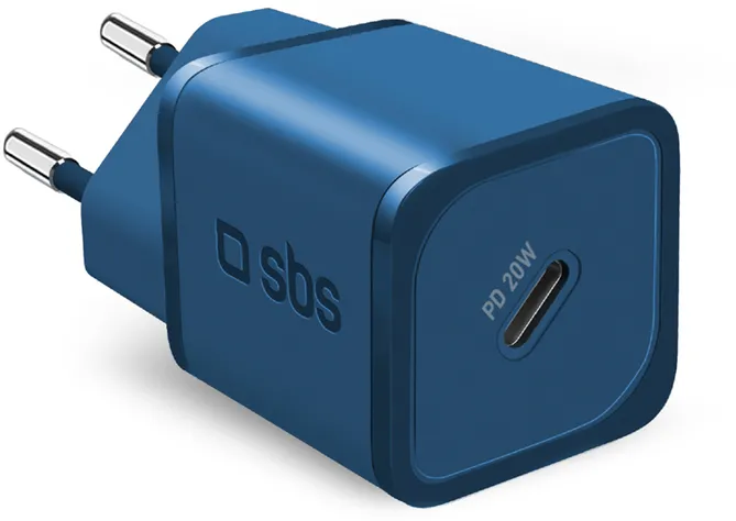 SBS TETRGAN1C20B 20W GaN Wall Charger with Power Delivery - Blue
