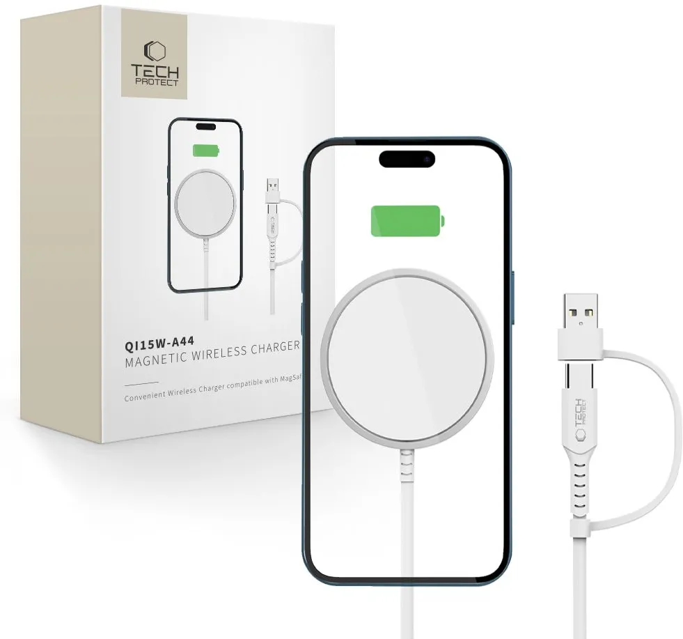 Tech-Protect QI15W-A44 Magnetic Wireless Charger with MagSafe - White
