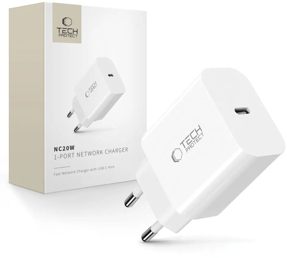 Tech-Protect NC20W wall charger USB-C port - white