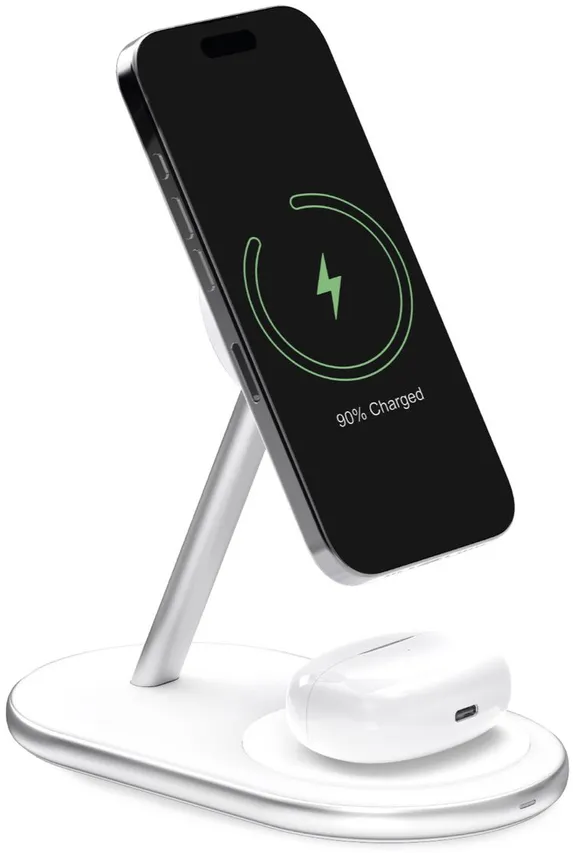2in1 Puro Mag Station Wireless Charging Station for Phone and Headphones - White