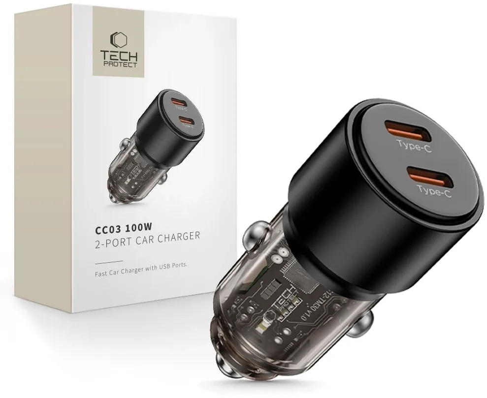 CC03 2-port PD100W car charger - black