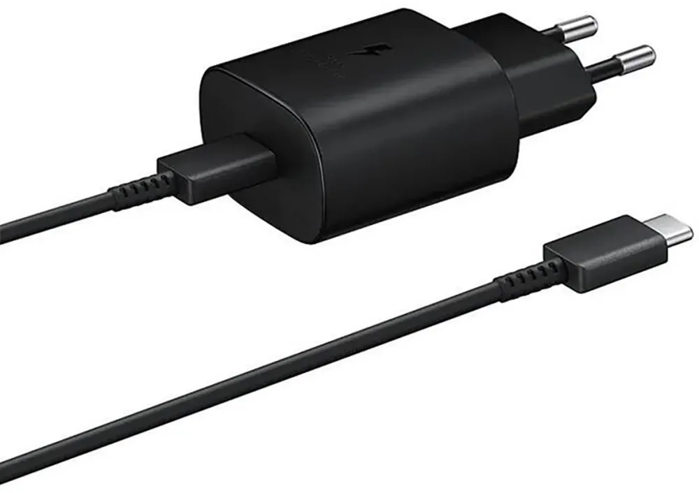 Samsung 25W EP-TA800EBE USB-C Wall Charger with Samsung EP-DA705BBE USB-C / USB-C Cable Replacement Pack - Black