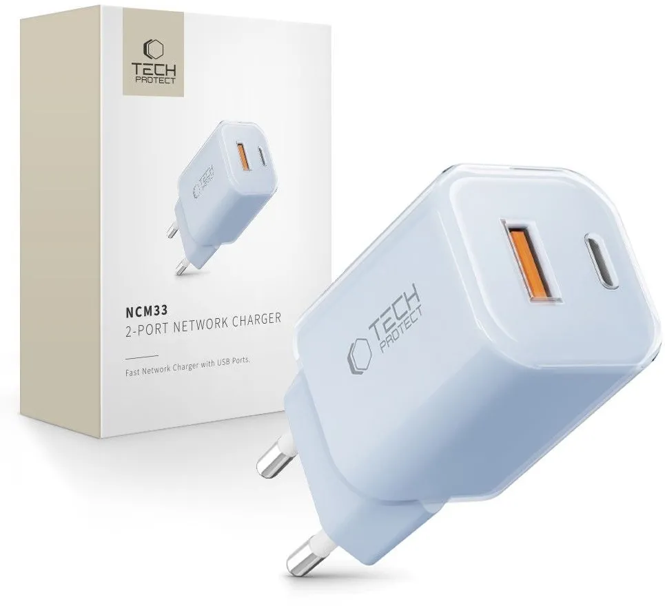 Tech-Protect NCM33W 2-port PD33W/QC3.0 wall charger - blue