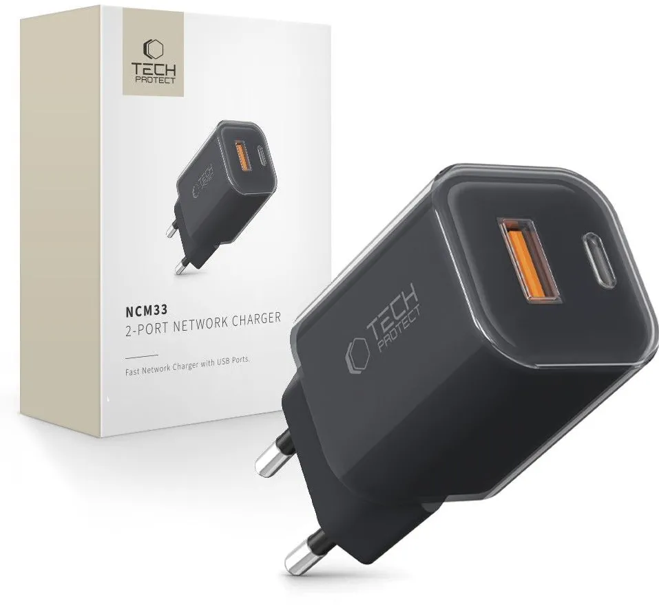 Tech-Protect NCM33W 2-port PD33W/QC3.0 wall charger - black