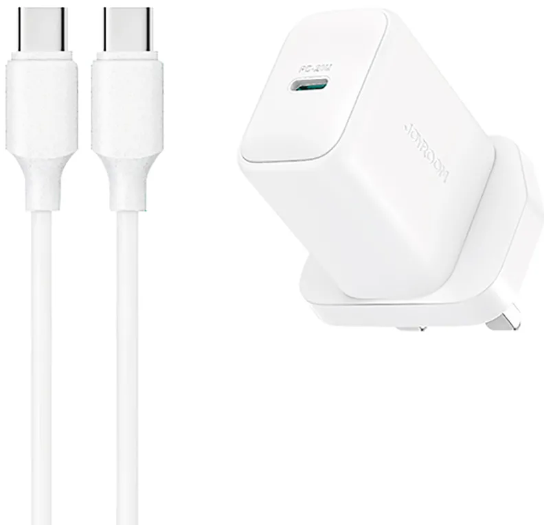 Joyroom JR-TCF20 PD 20W Wall Charger (UK Plug) with 1m USB-C Cable - White