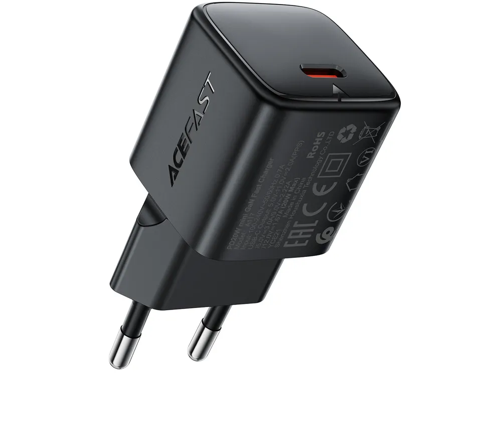 Acefast A117 GaN PD 20W USB-C Wall Charger - Black